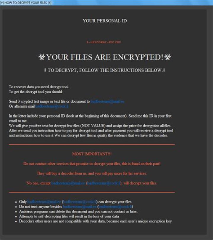 CRPTD Virus Files of Ransomware — How to remove Badbeeteam virus?