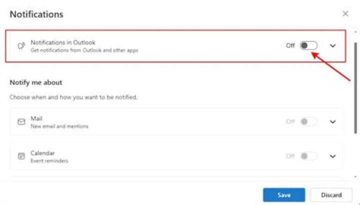 How do I stop Outlook from notifying me of emails?