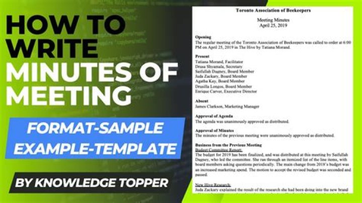 How do I write minutes of a meeting?