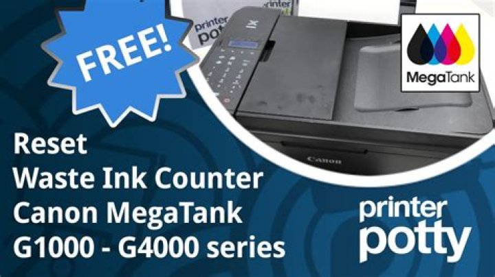 How do you reset the ink on a waste counter?