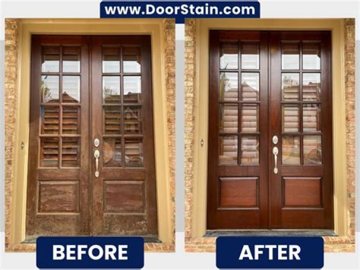 How do you stain a wood door with a metal door