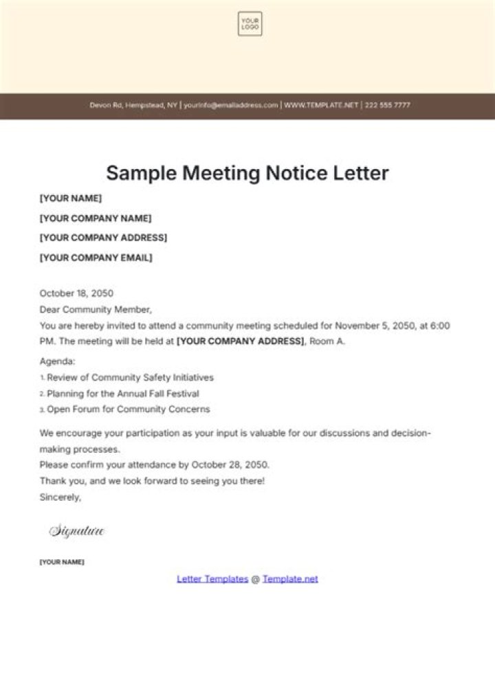 How do you write a notice for a Board Meeting?