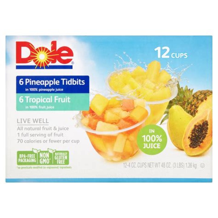 How many calories are in Dole fruit cups?