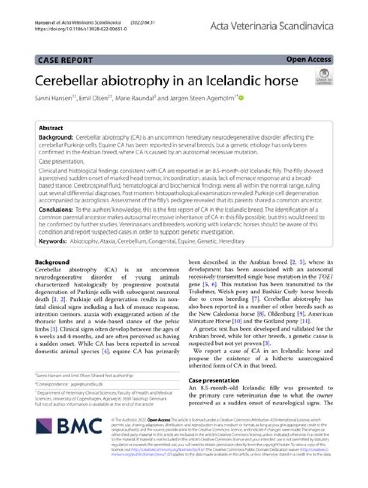 Is cerebellar Abiotrophy fatal?