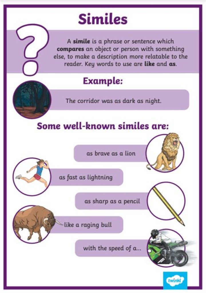 What are 5 examples of simile?