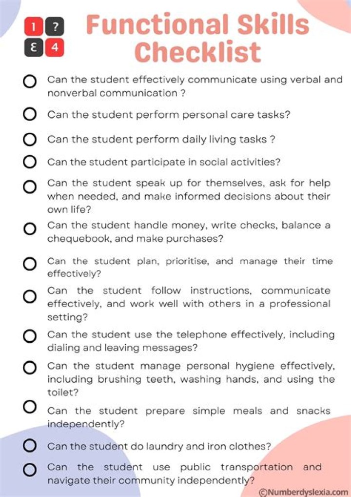 What are examples of functional skills?