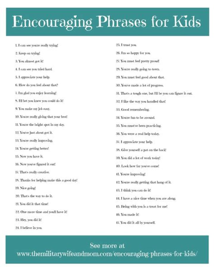 What are some encouraging words for kids?