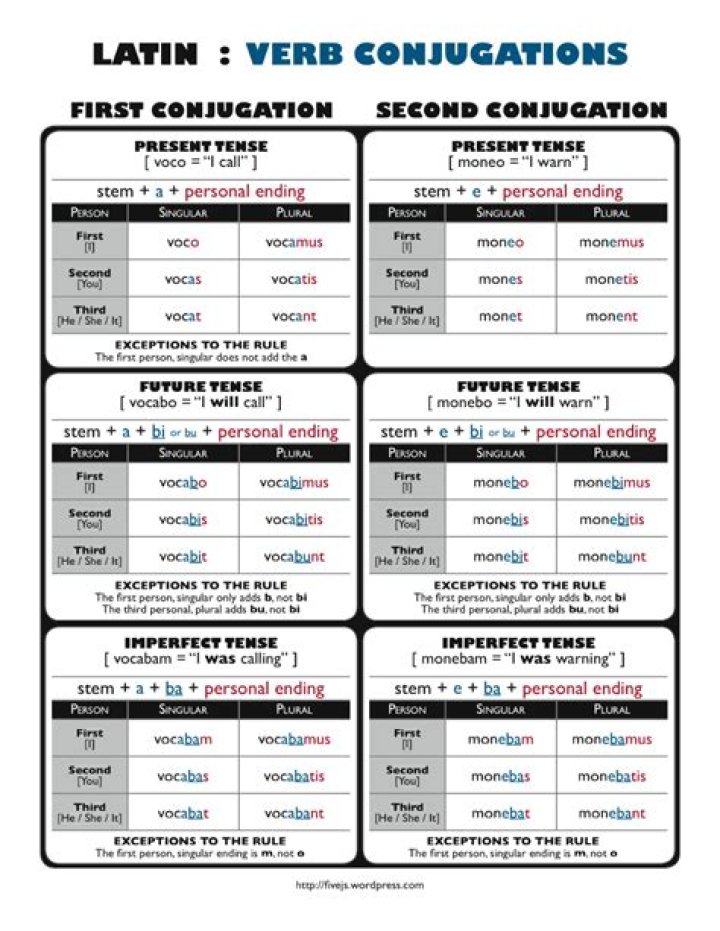 What are the 4 Latin conjugations?