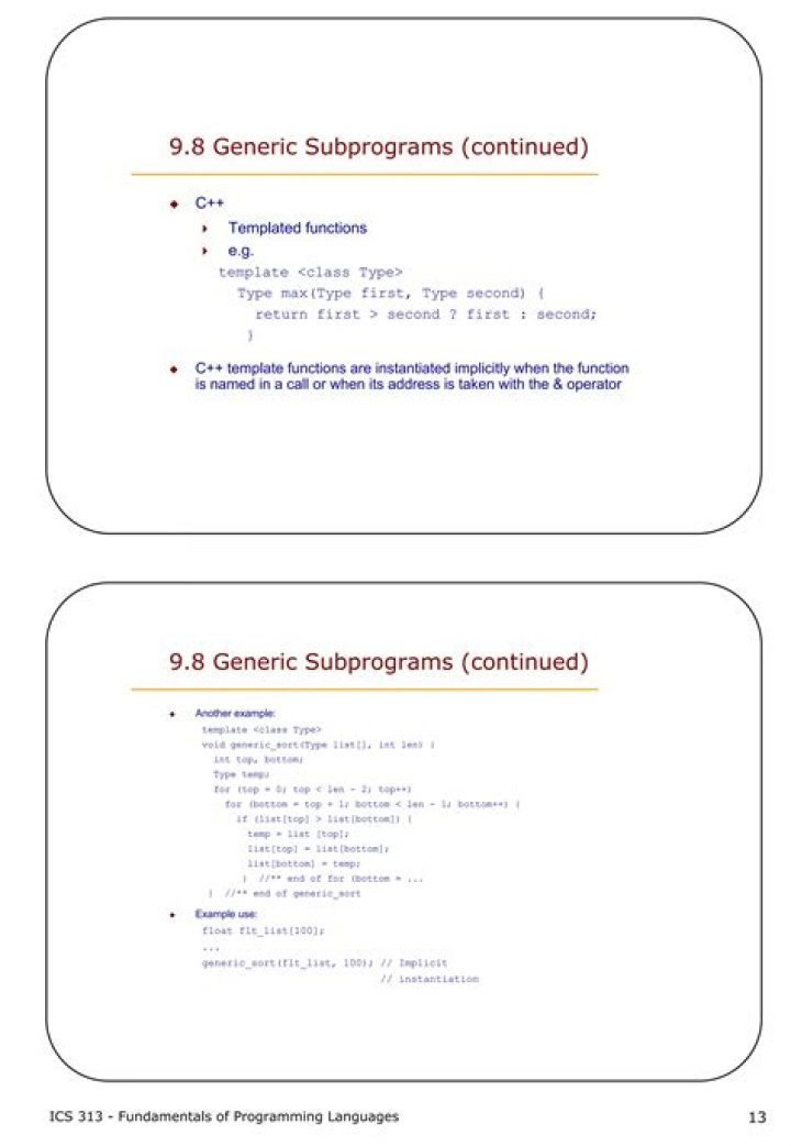 What are the generic subprograms?