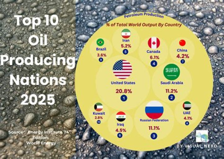What are the top 10 oil producing countries in the Middle East?