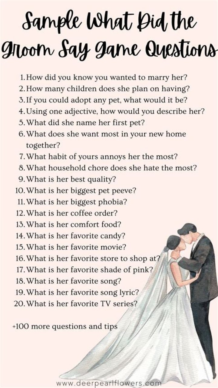 What did the groom say about the bride questions