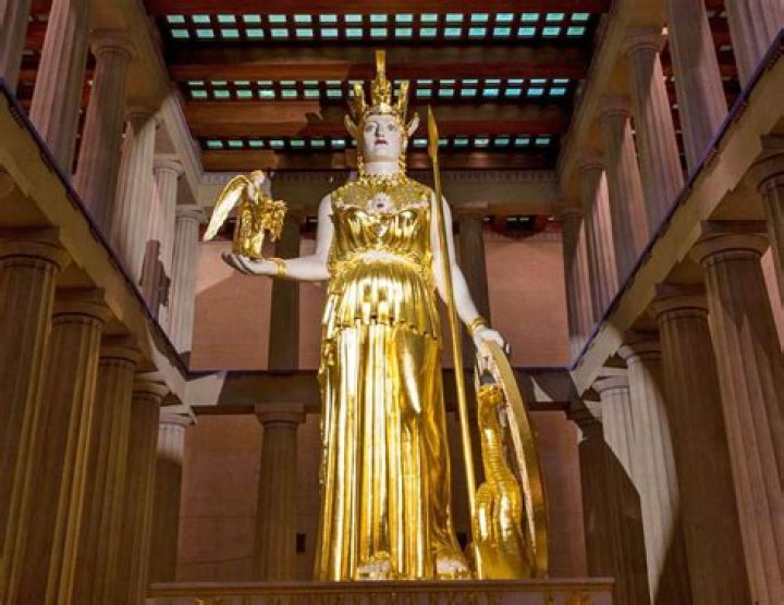 What does the statue of Athena represent