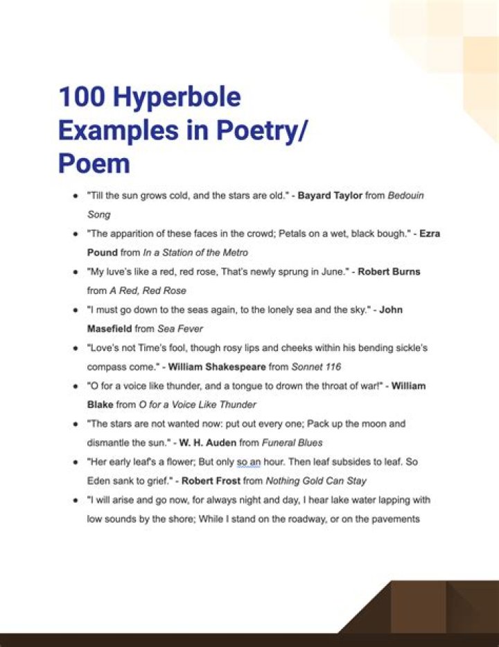 What is a hyperbole poem examples?