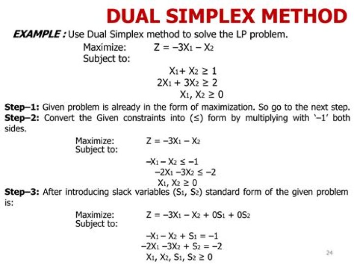 What is dual simplex method in LPP?
