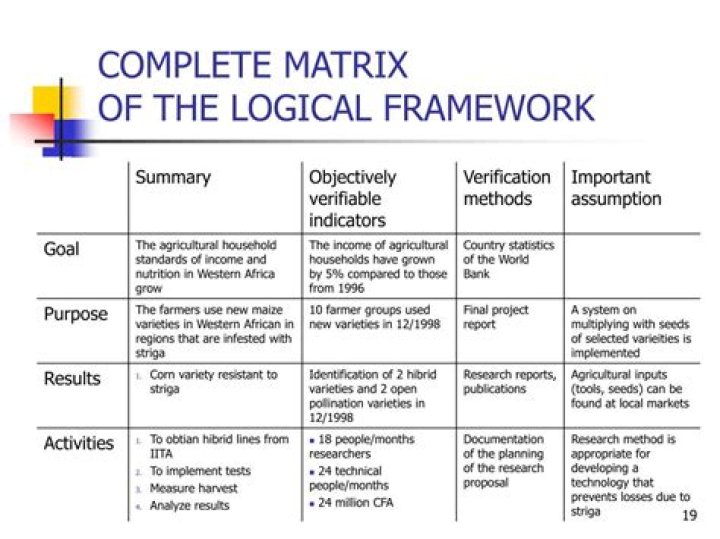 What is logical framework matrix?