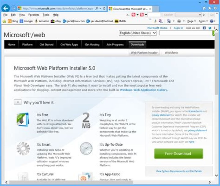 What is Microsoft Web Platform Installer used for?
