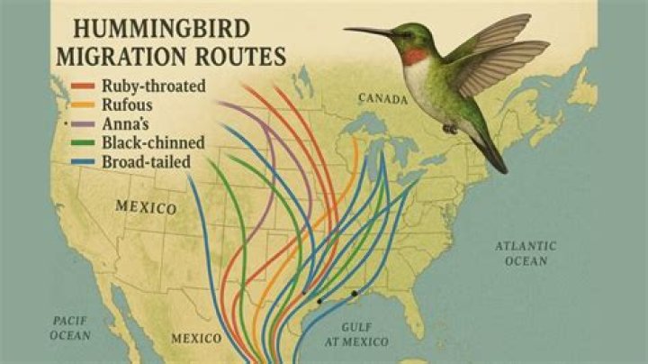 What is the migration route of hummingbirds?
