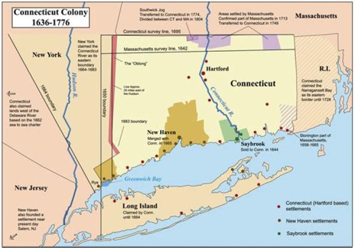 What were the major cities in the Connecticut colony?