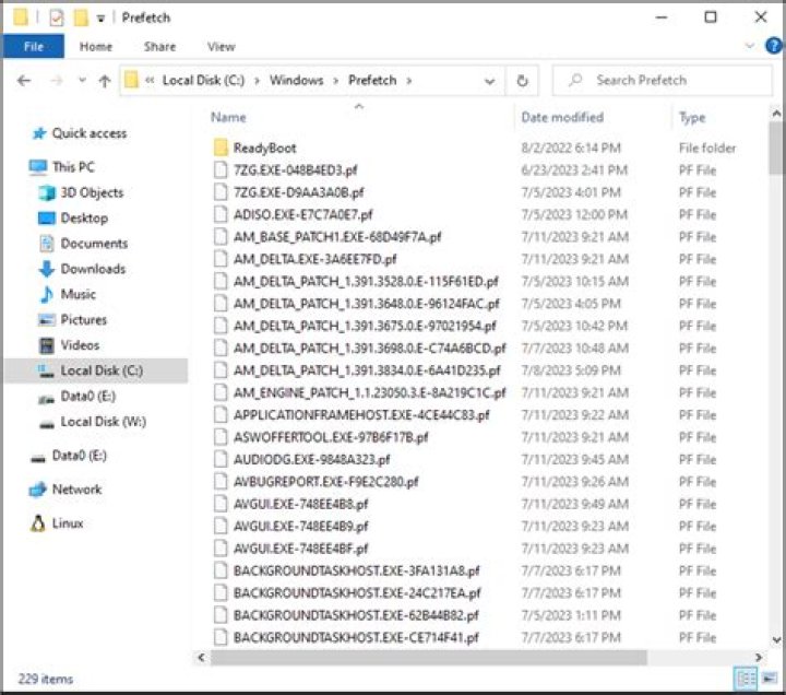 Where is the Prefetch folder located?