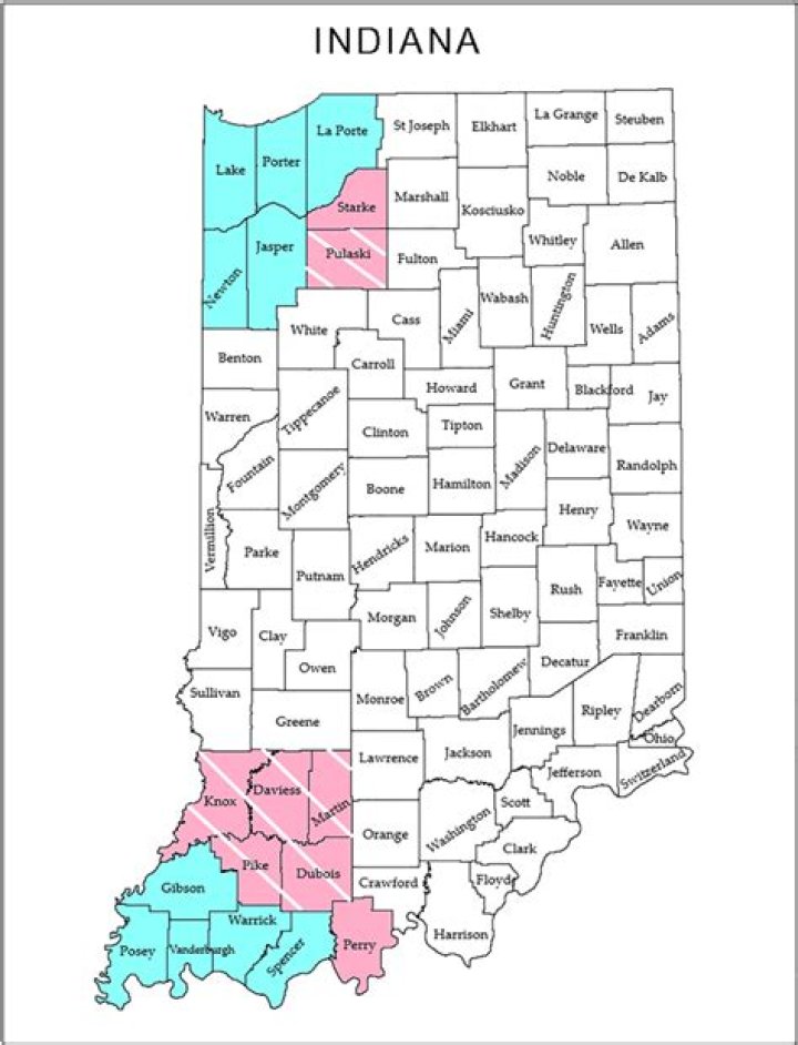 Which counties in Indiana are on Central time