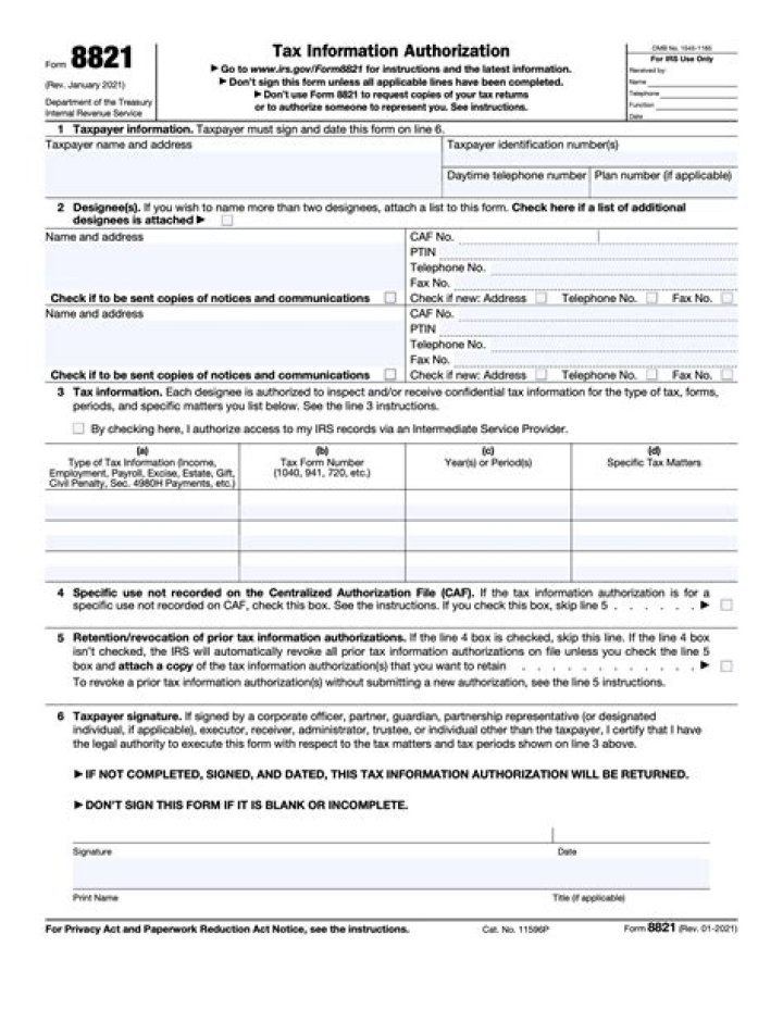 Who can sign Form 8821?