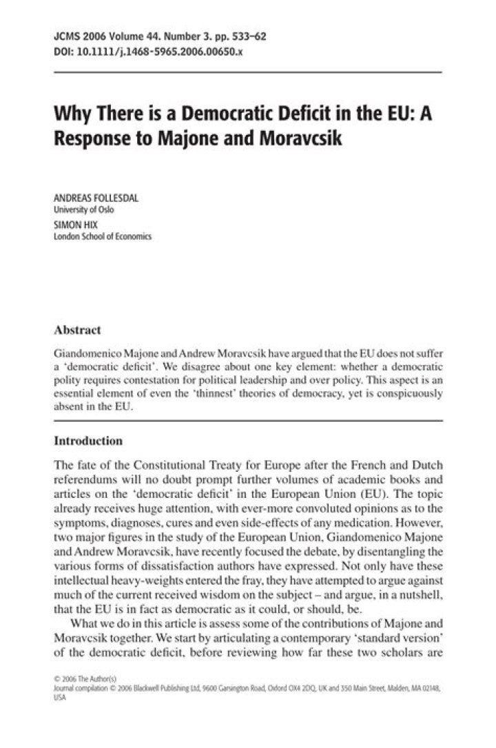 Why there is a democratic deficit?